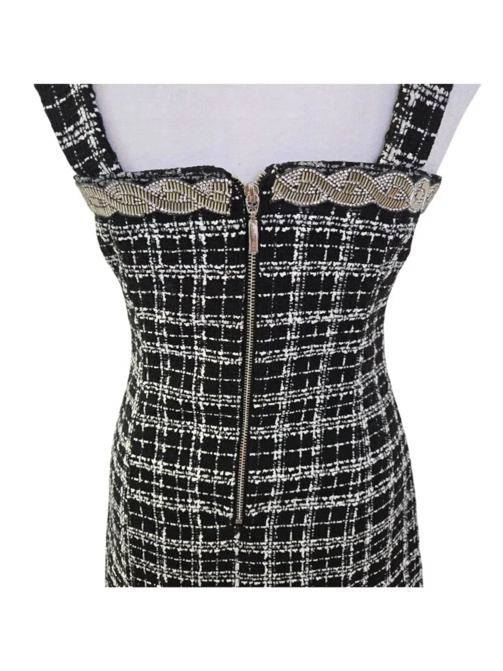 NWT Tahari ASL Boucle Tweed Mini Dress with Rhinestones Size 2 Petite - Picture 6 of 7